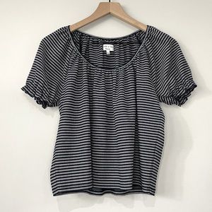 Texture & Thread Madewell Peasant stripe scoop neck balloon short sleeve top
